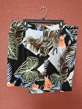 Rebdolls Tropical Print Shorts in Black, Green & Orange